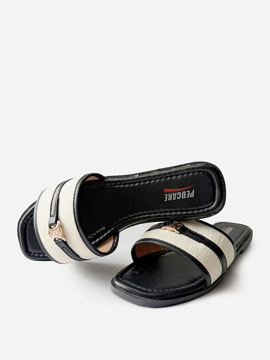 Buckle Detail Slip-On Comfort Flat Sandals