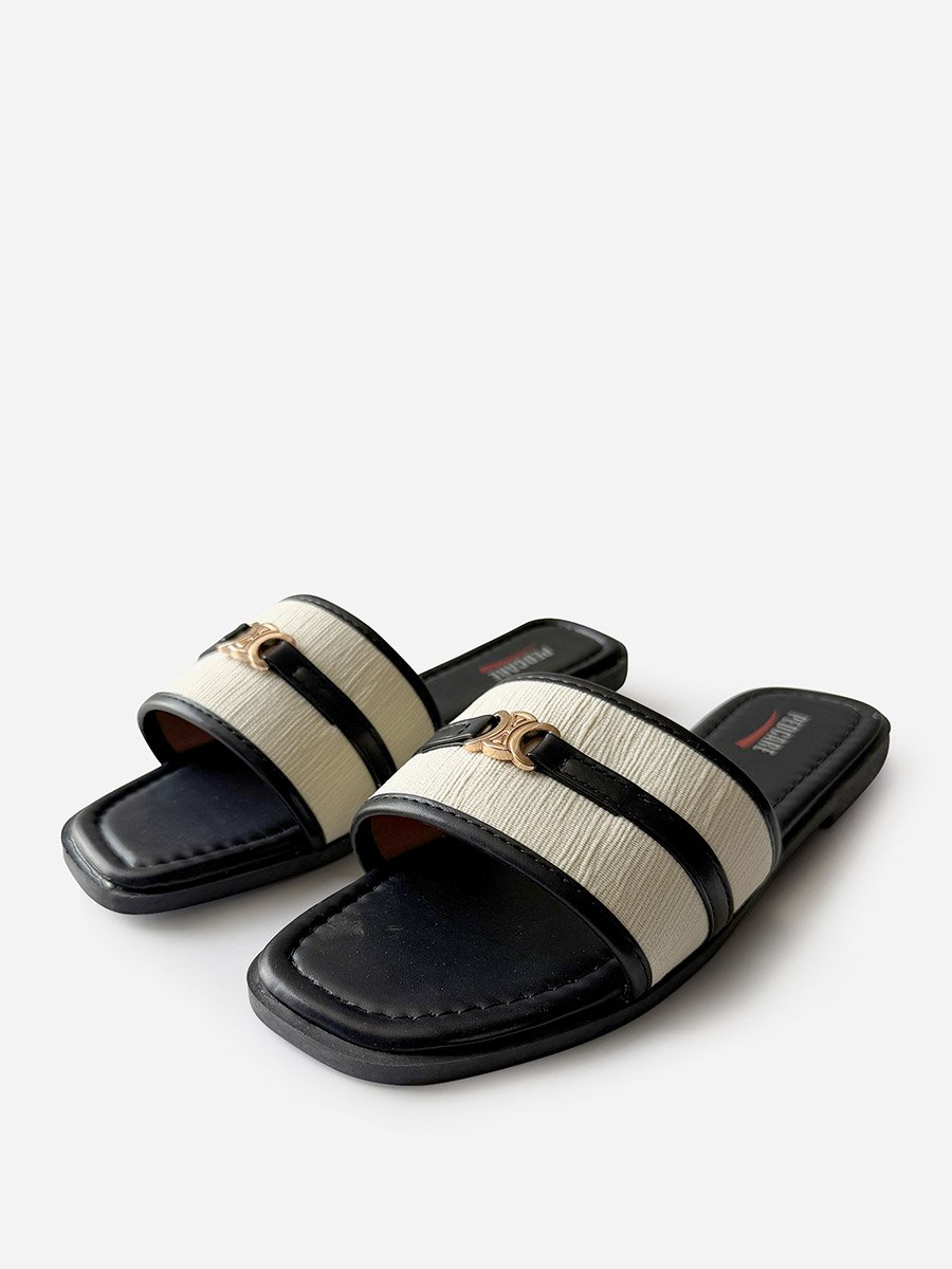 Buckle Detail Slip-On Comfort Flat Sandals