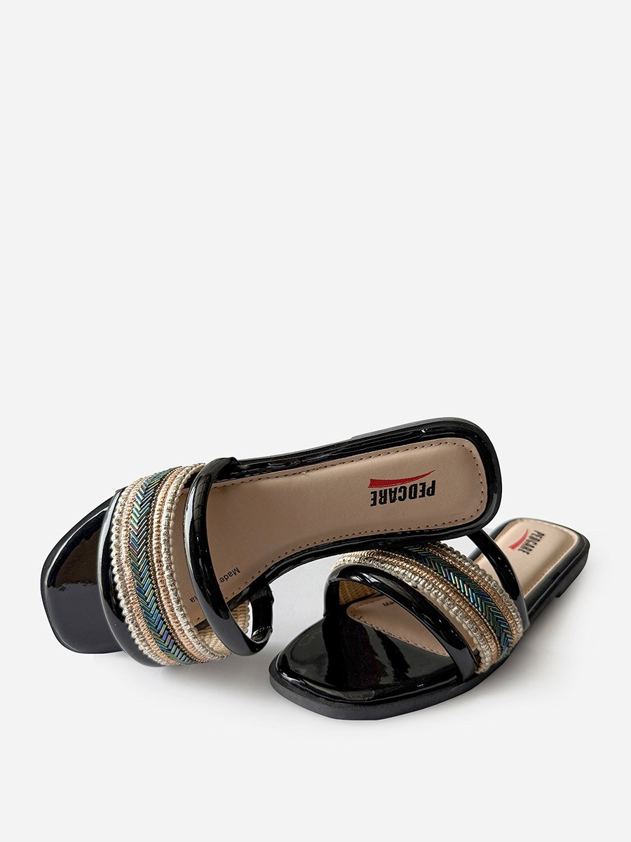 Embellished Slip-On Flat Sandals