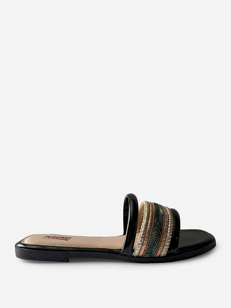 Embellished Slip-On Flat Sandals