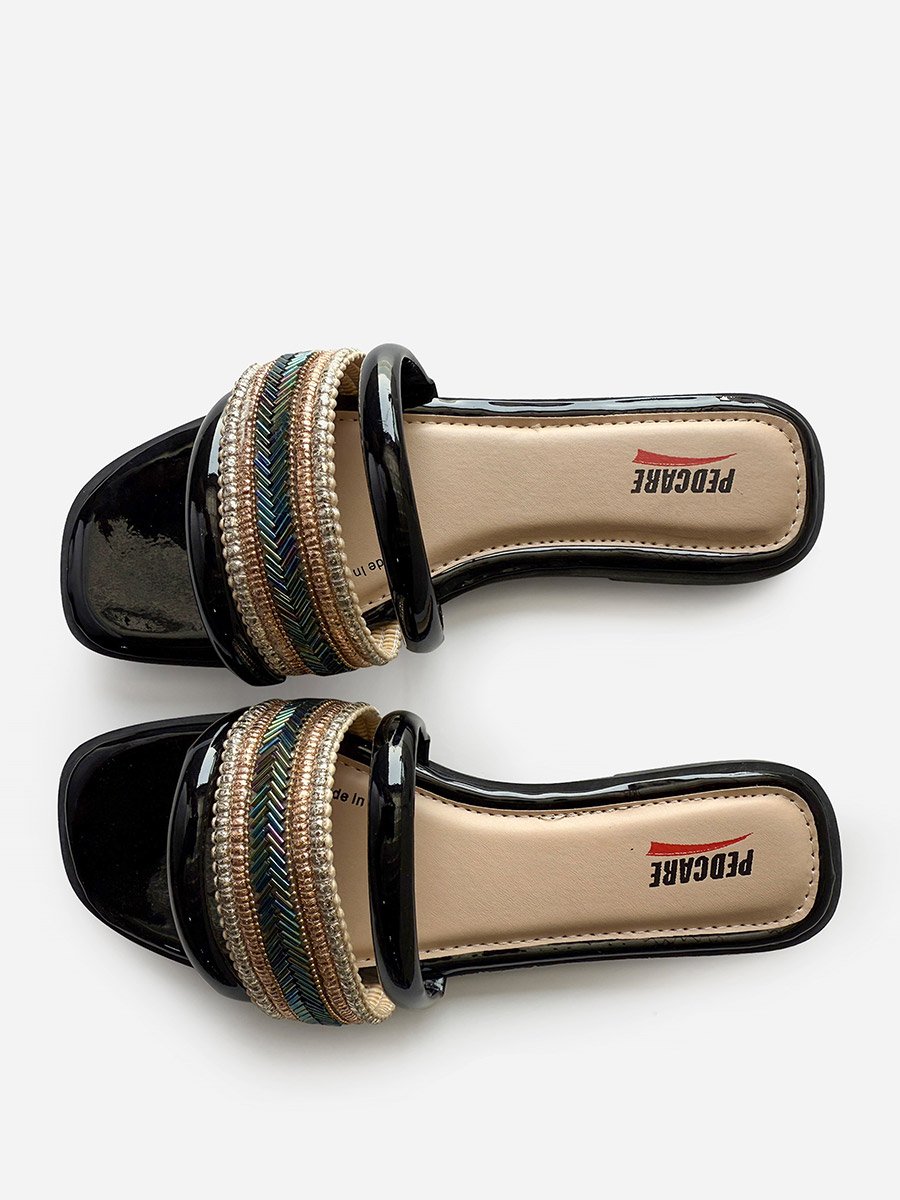 Embellished Slip-On Flat Sandals