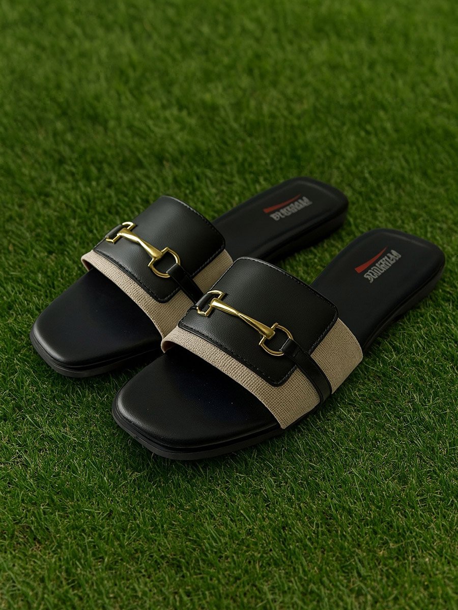 Buckle Detail Slip-On Comfort Flat Sandals