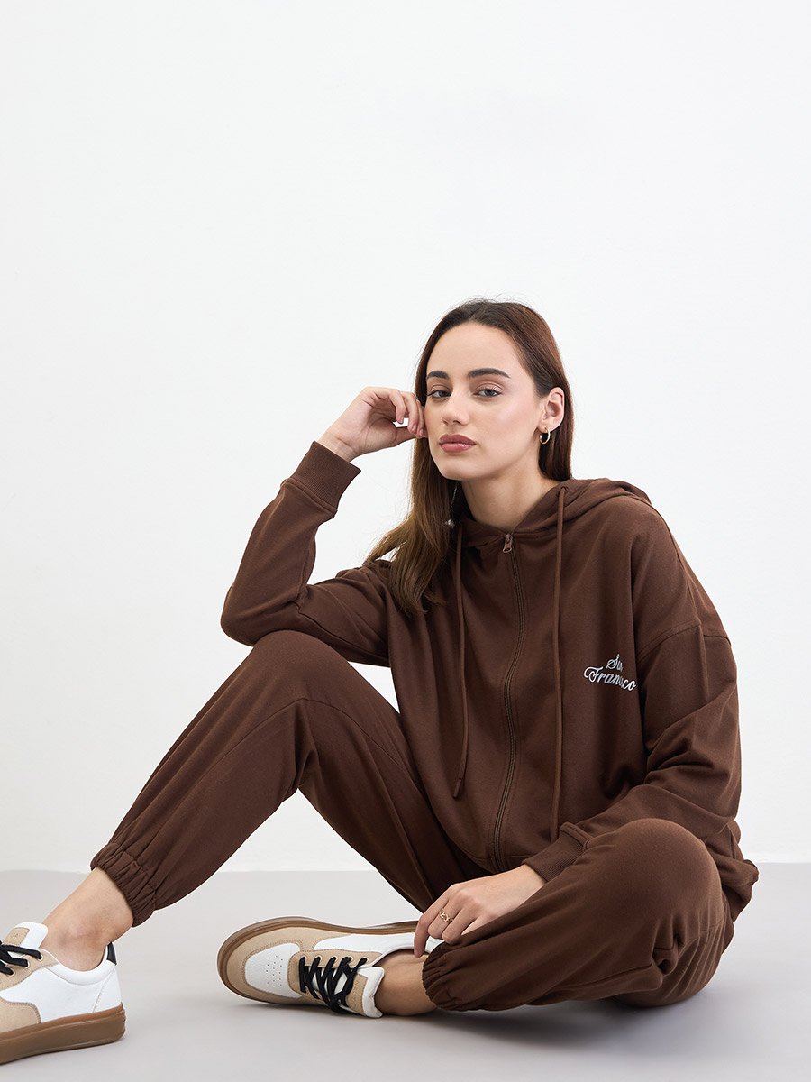 Brown Oversized Hoodie and Joggers Co-Ords