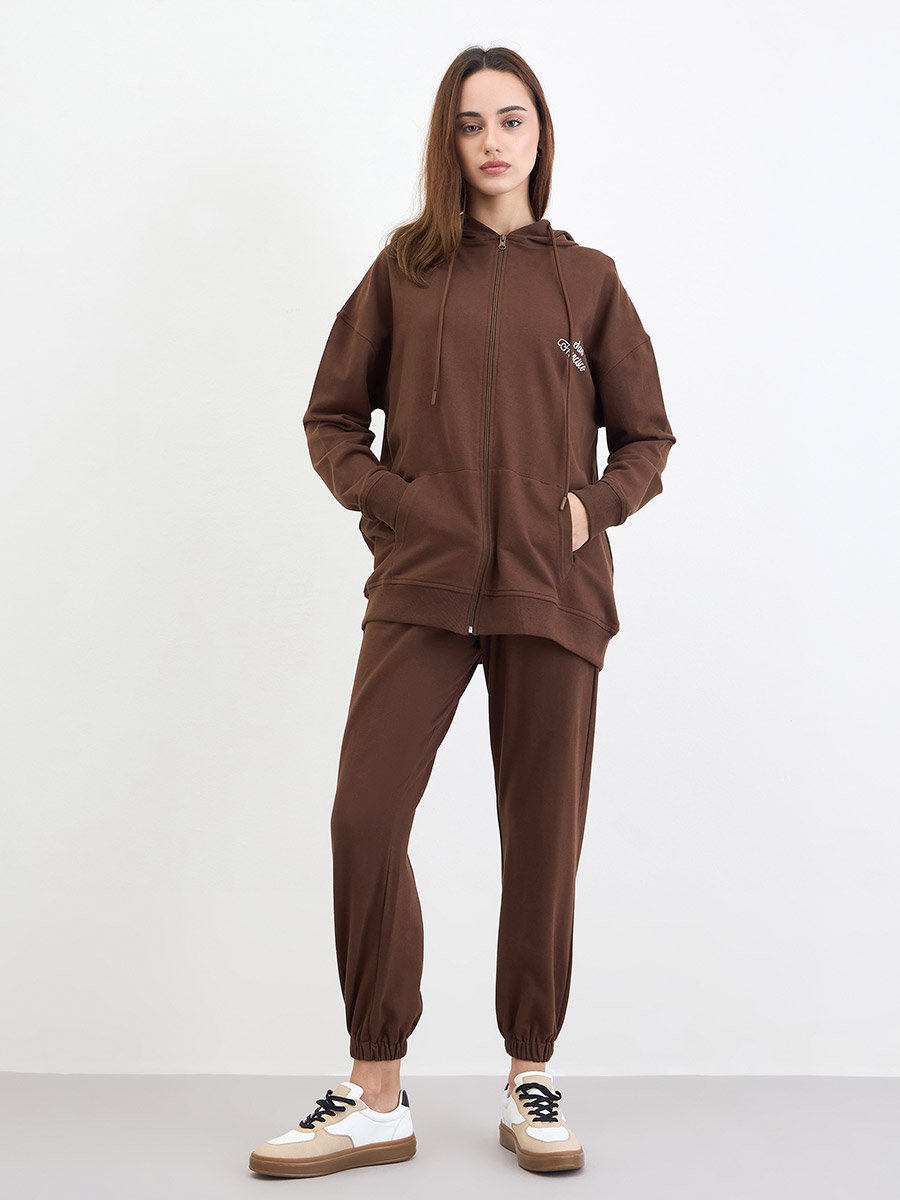 Brown Oversized Hoodie and Joggers Co-Ords