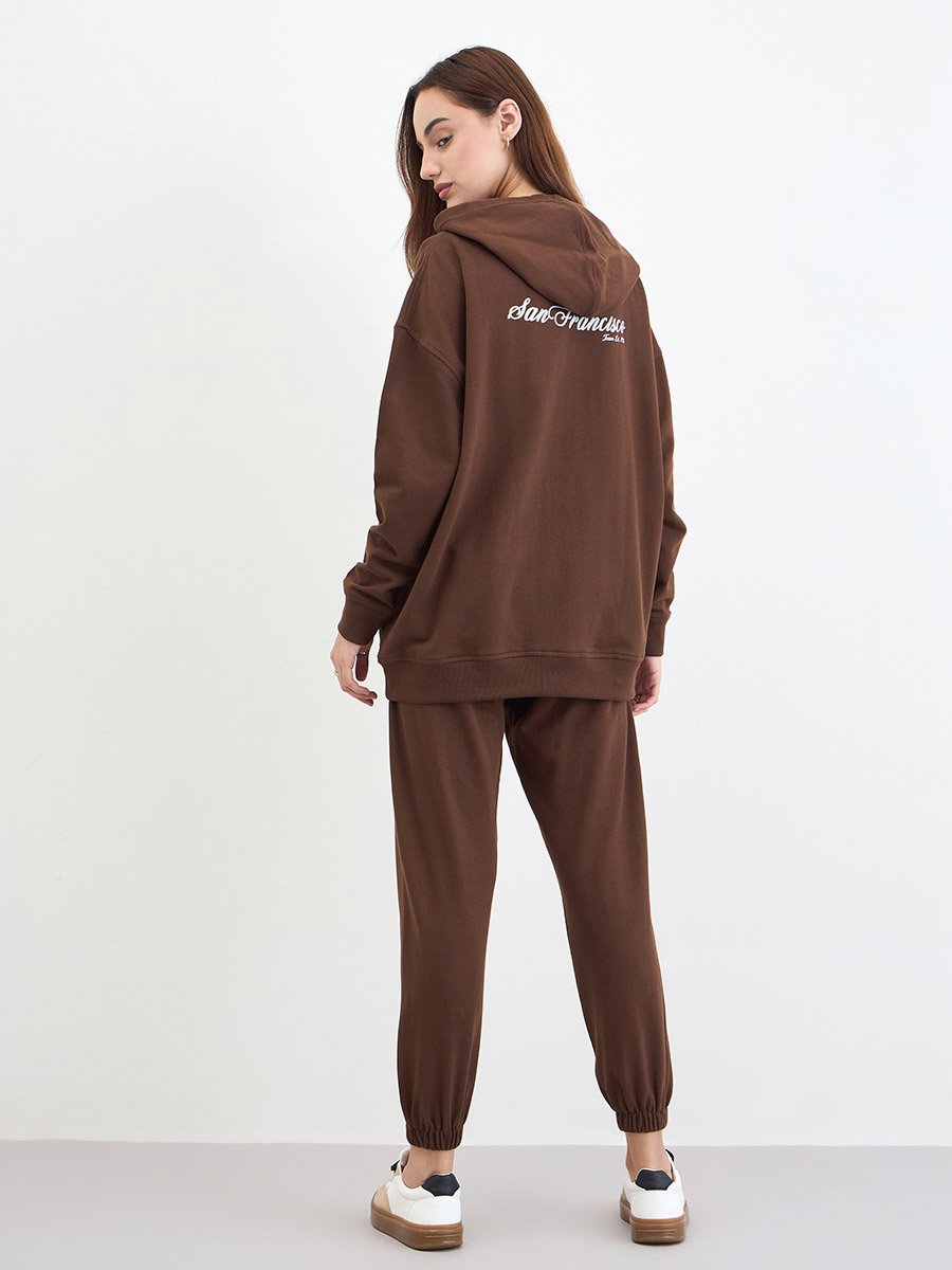 Brown Oversized Hoodie and Joggers Co-Ords
