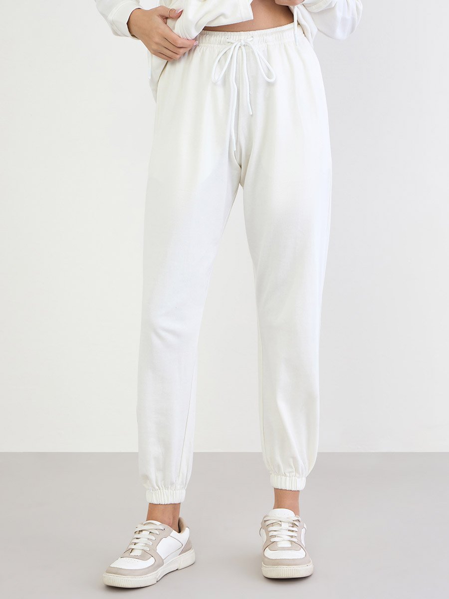 Off White Oversized Hoodie and Joggers Co-Ords For Women at UAE