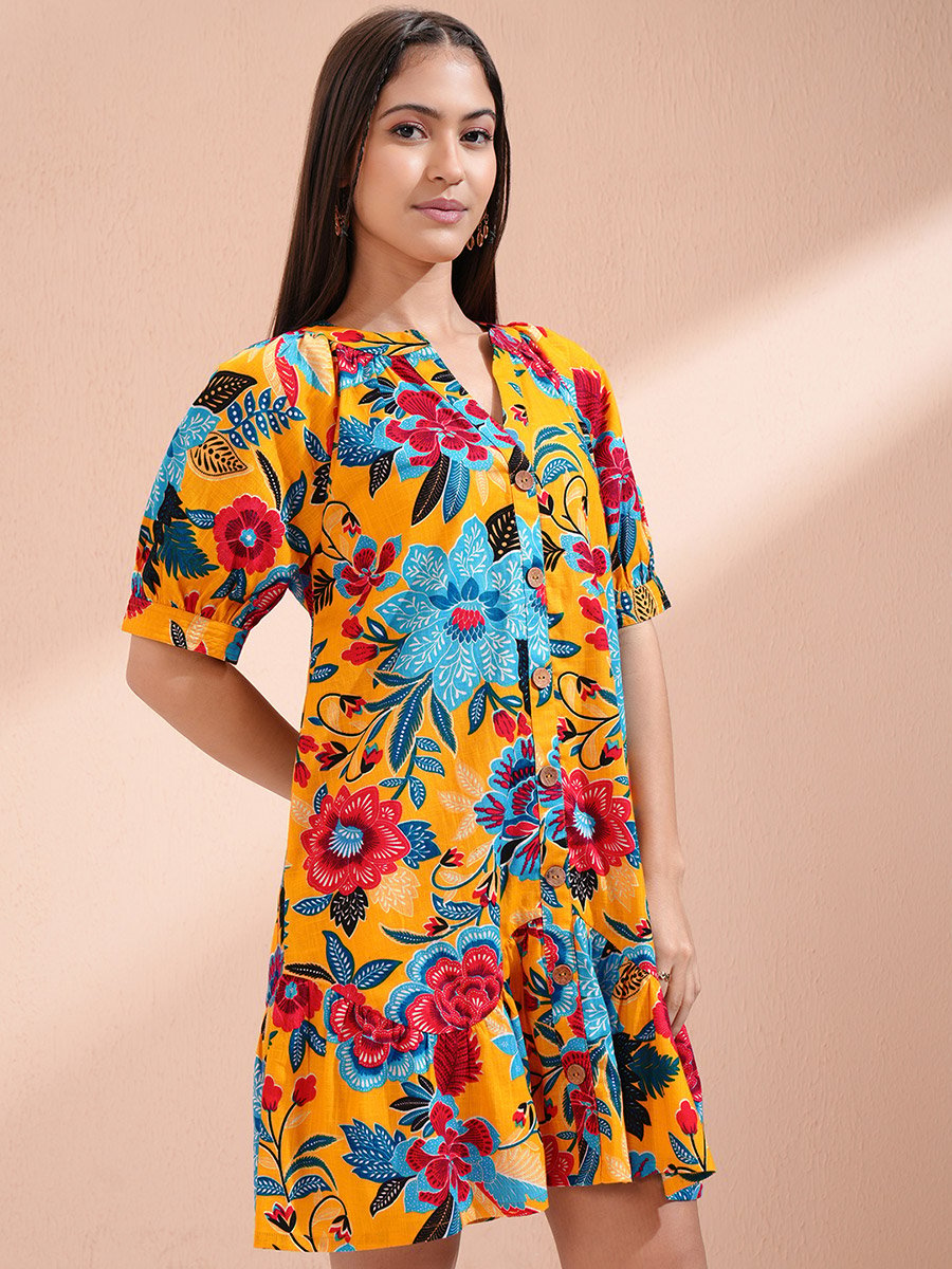Formal Dress Navy Blue And Yellow Floral Dress Midi Dress Yellow Floral  Dress Quiz Mustard Dress