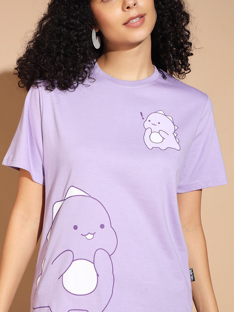 Women Purple Graphic Print Relaxed Fit T-Shirt