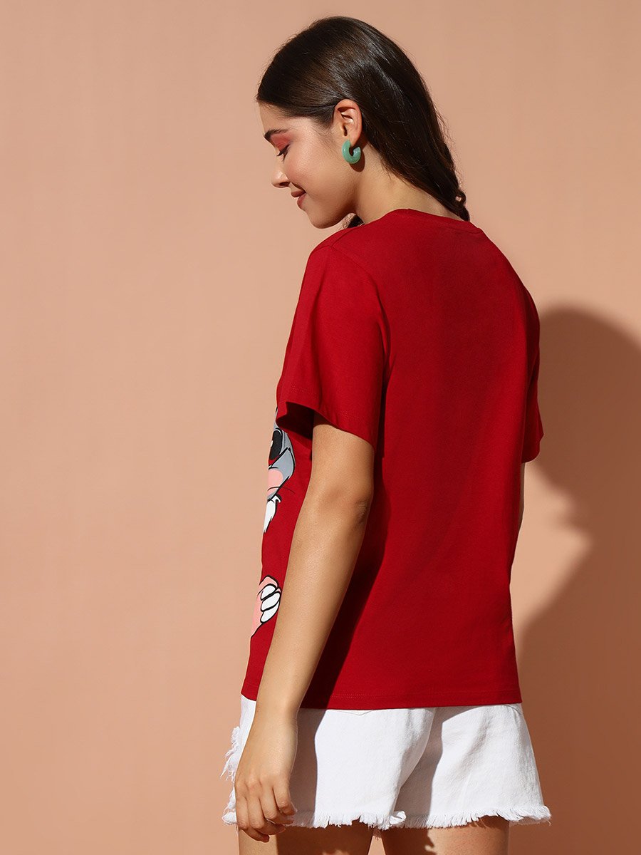 Red Rabbit Graphic Print Oversized T-Shirt