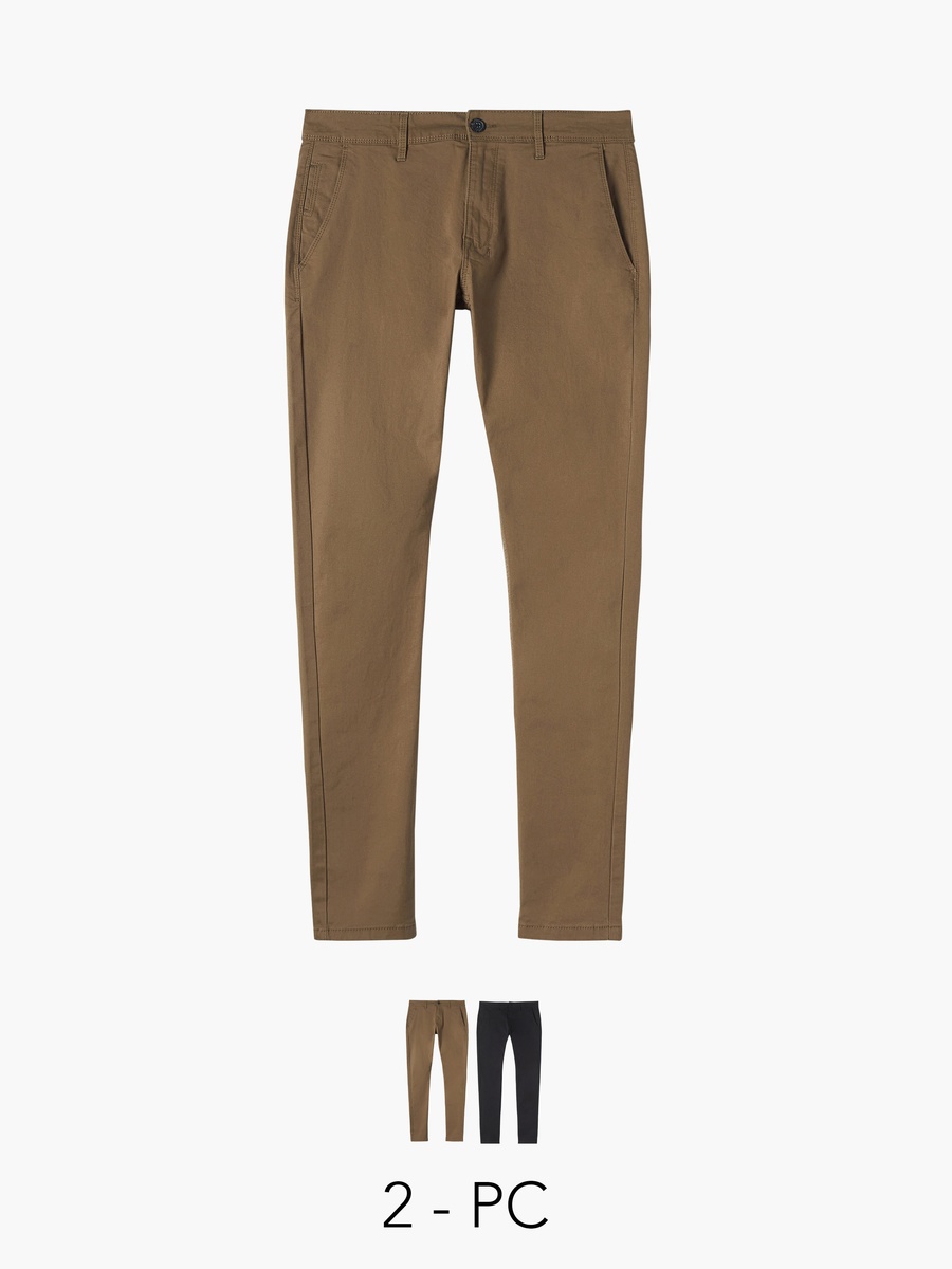 Set of 2 - Chinos with Button Closure and Pockets