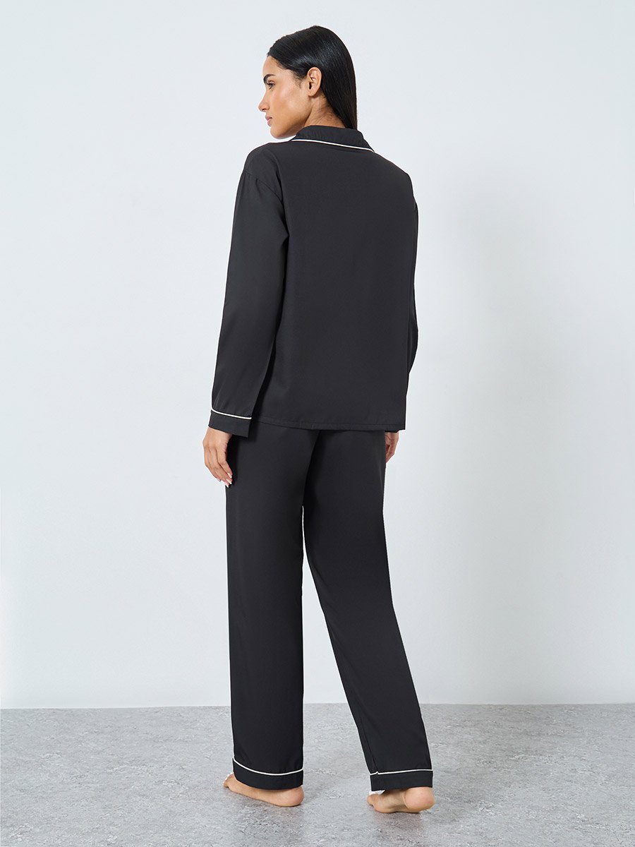 Placement Floral Button Through Shirt and Pyjama Set