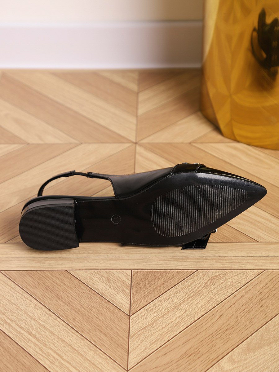 Black Pointed Toe Slingback Shoes