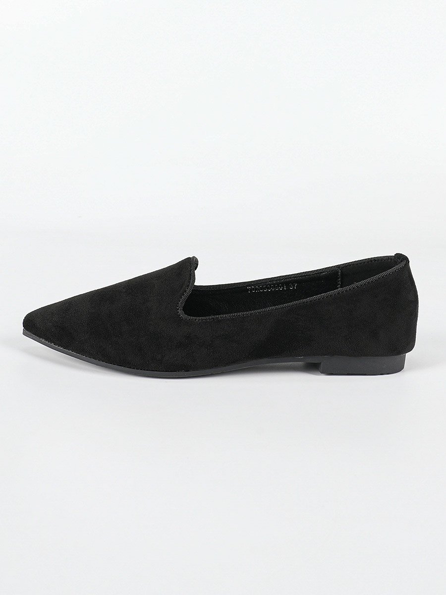 Suede Look Pointed Toe Loafers