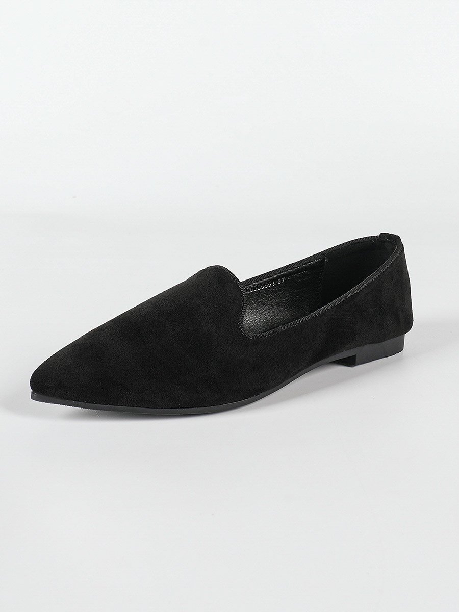 Suede Look Pointed Toe Loafers