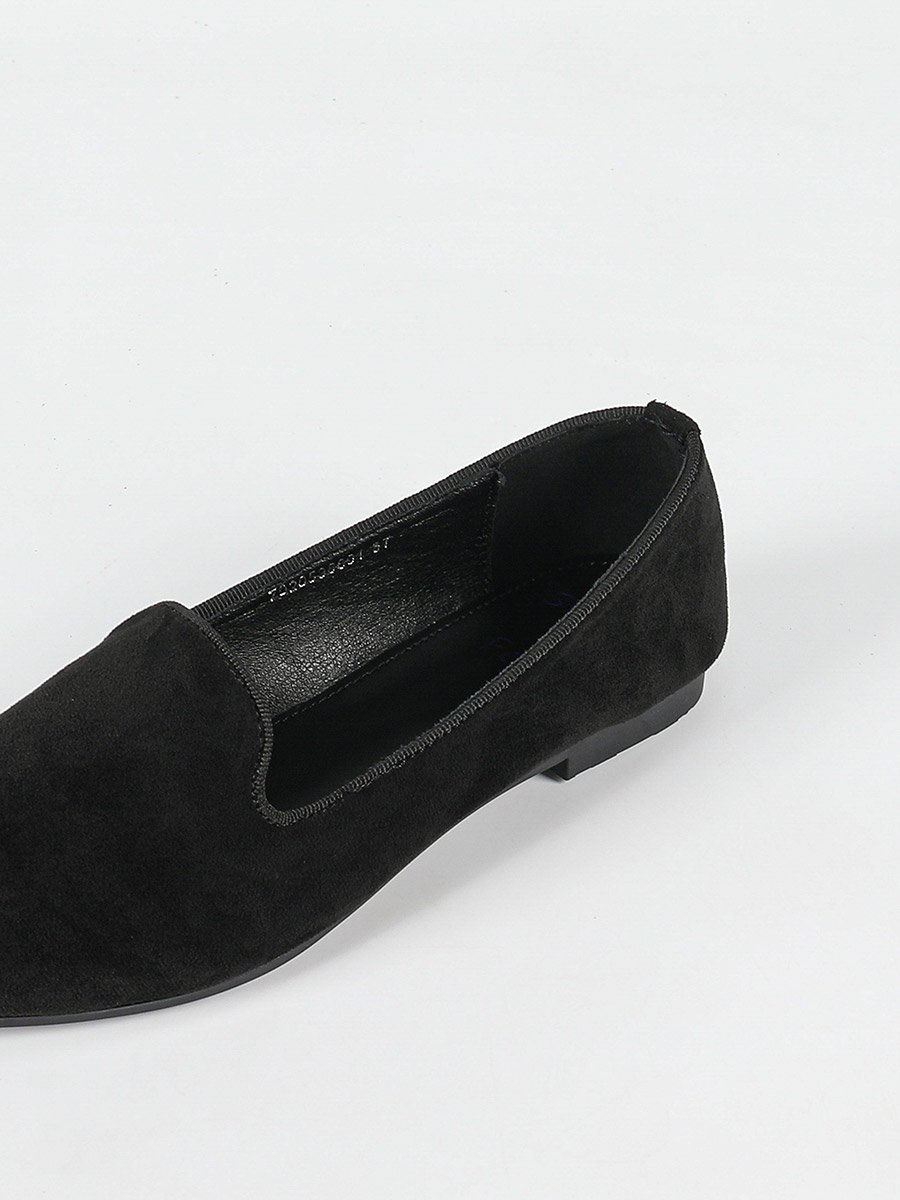 Suede Look Pointed Toe Loafers