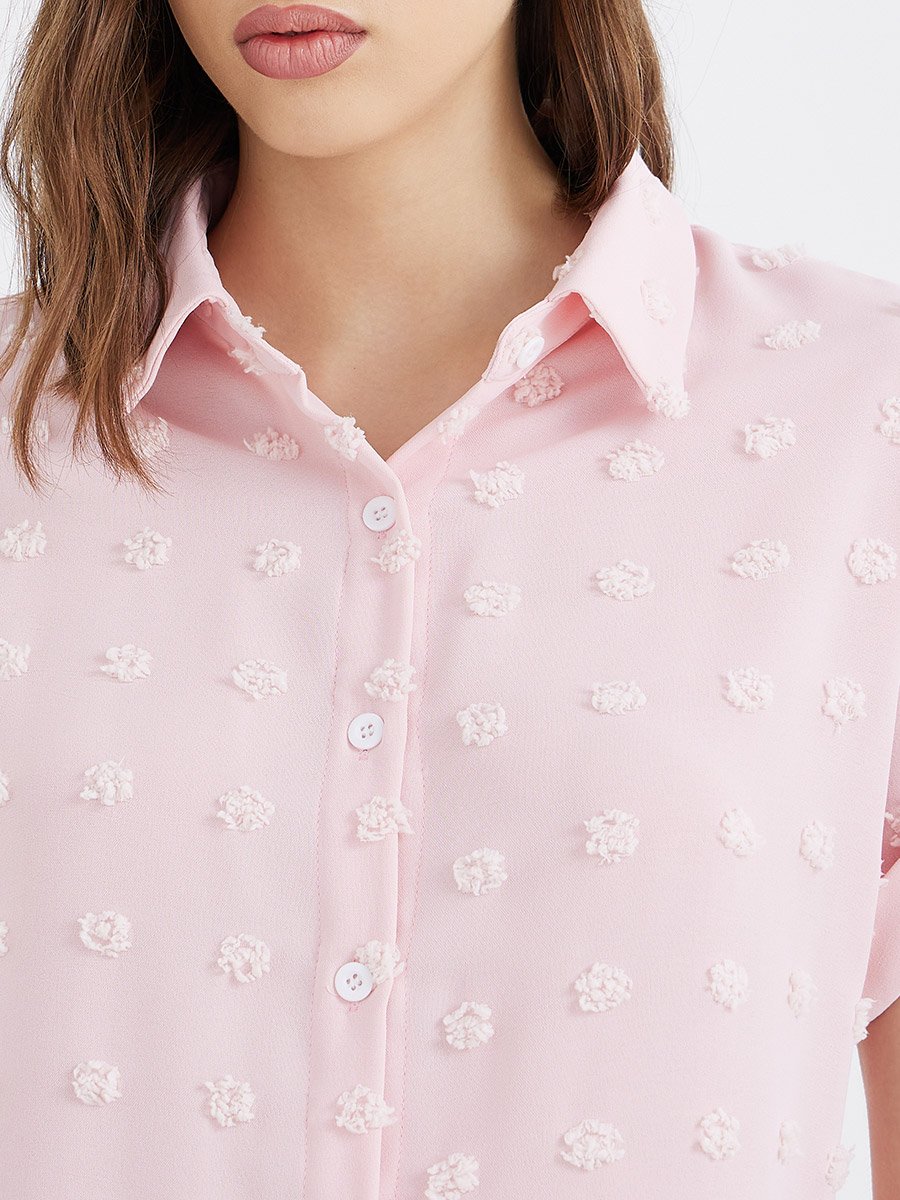 Women Pink Swiss Dot Textured Shirt