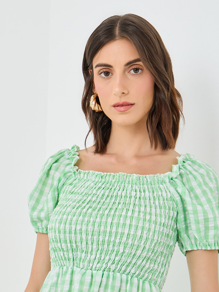 green gingham golf dress Green Gingham Starlight Midi Dress main image 0