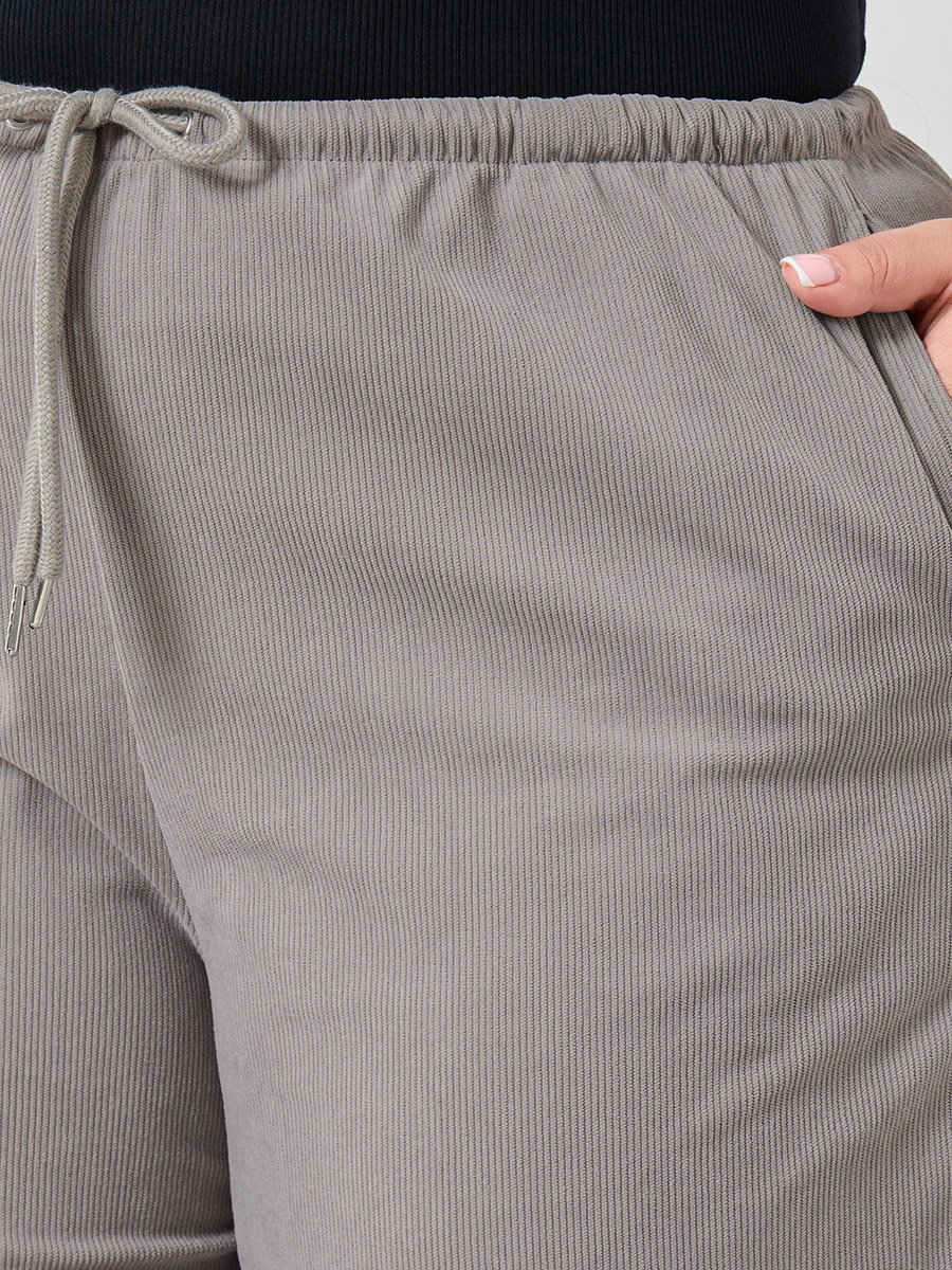 Plus Size Women Grey Wide Leg Trousers