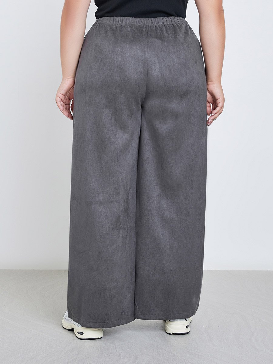 Plus Suede Look Joggers with Drawstring