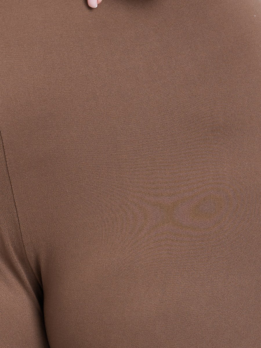 Plus Size Brown Leggings with Elastic Waistband
