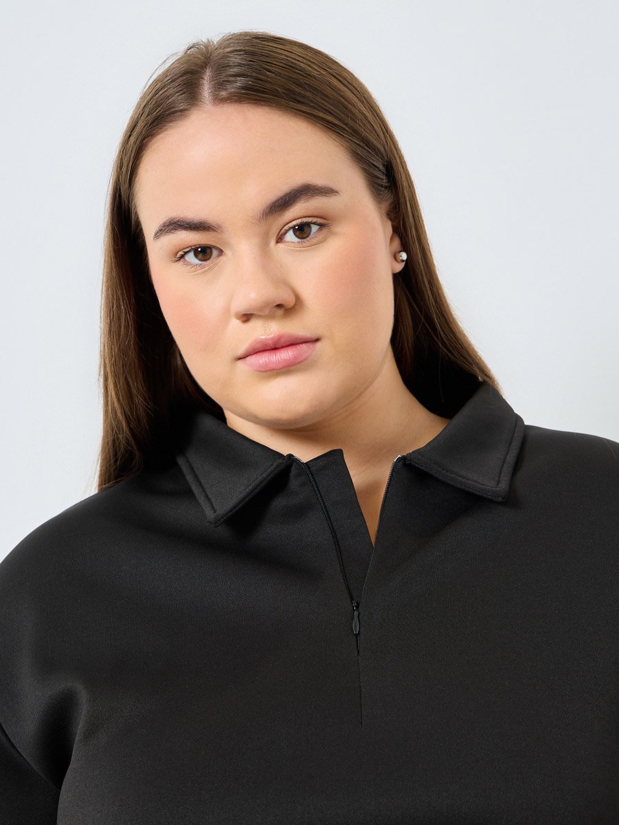 Women Plus Size Black Polo T-Shirt