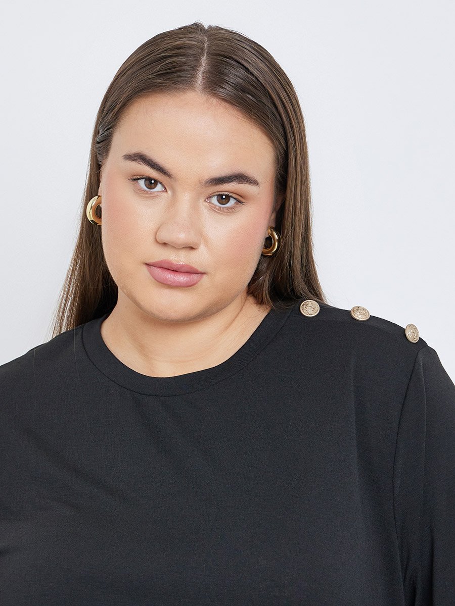 Plus Size Shoulder Button T-Shirt