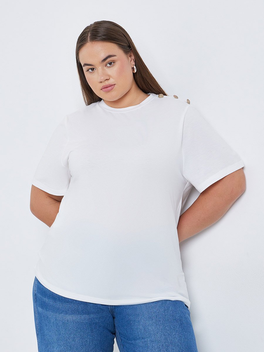 Plus Size Shoulder Button T-Shirt
