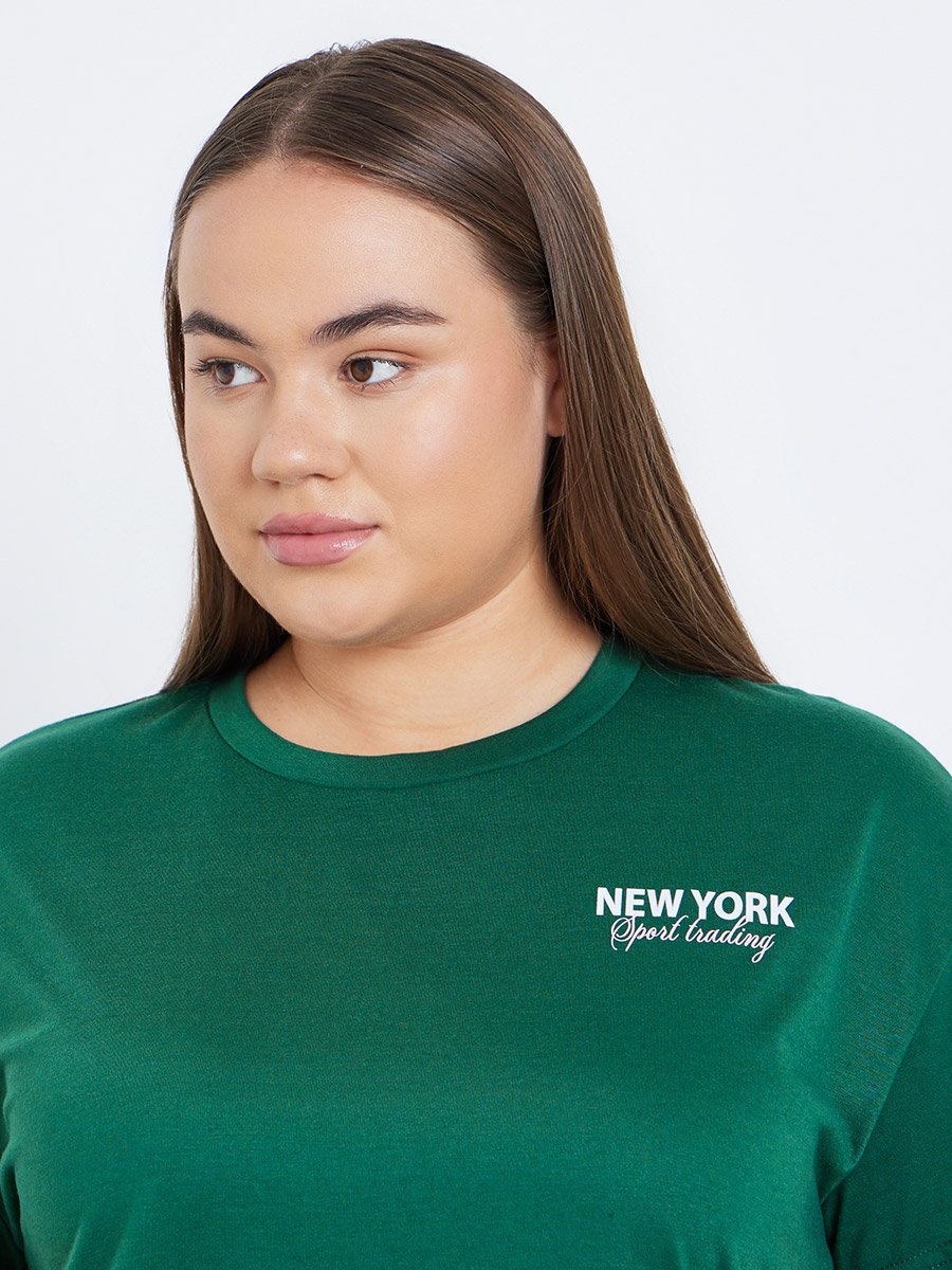Plus NYC Back Graphic T-Shirt and Side Stripe Pyjama Set