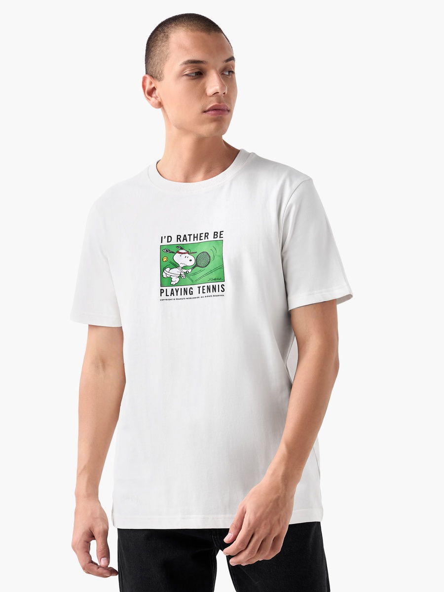 Snoopy Print T-Shirt with Crew Neck