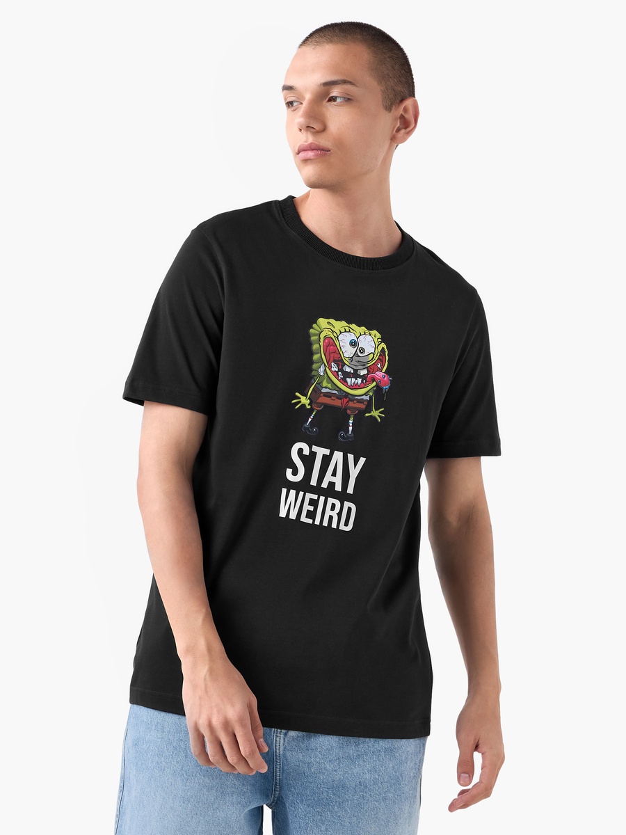 SpongeBob Print T-Shirt with Crew Neck