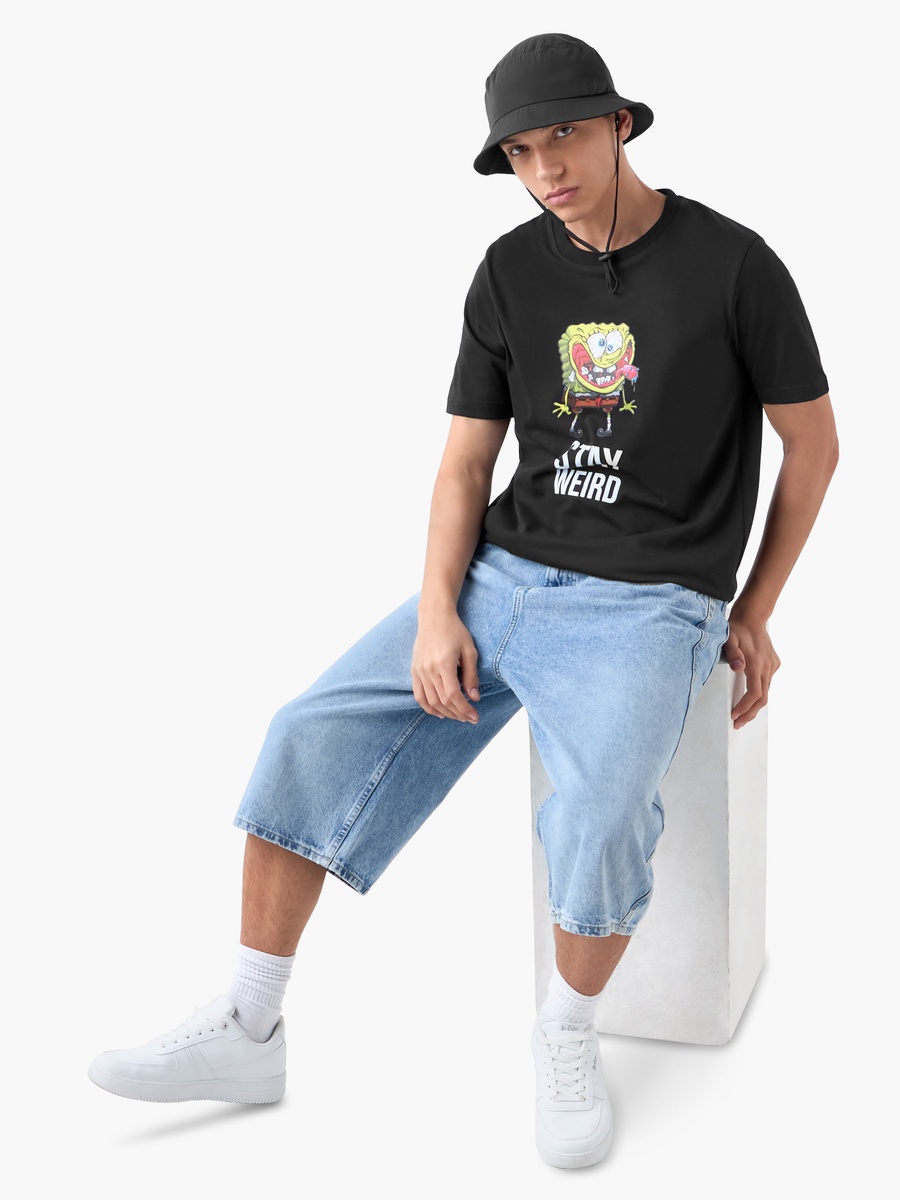 SpongeBob Print T-Shirt with Crew Neck