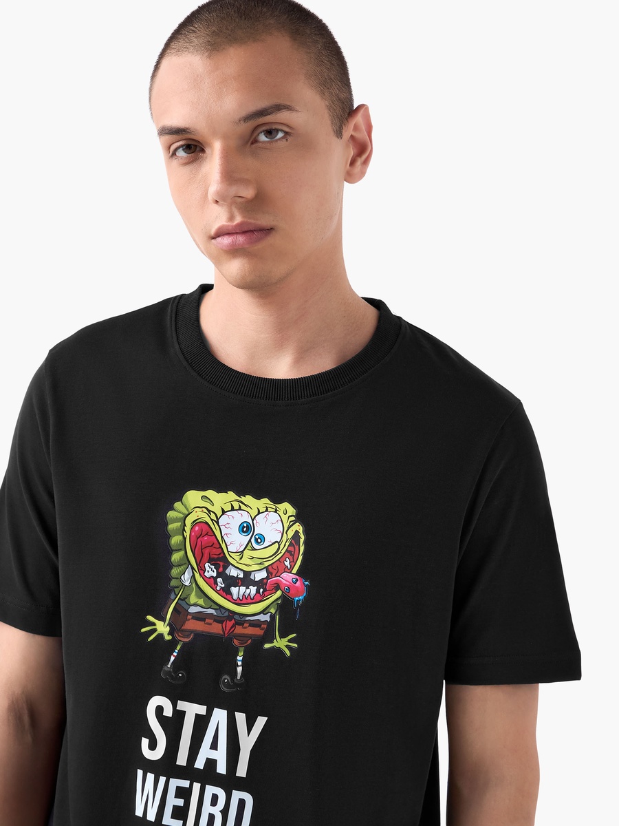 SpongeBob Print T-Shirt with Crew Neck
