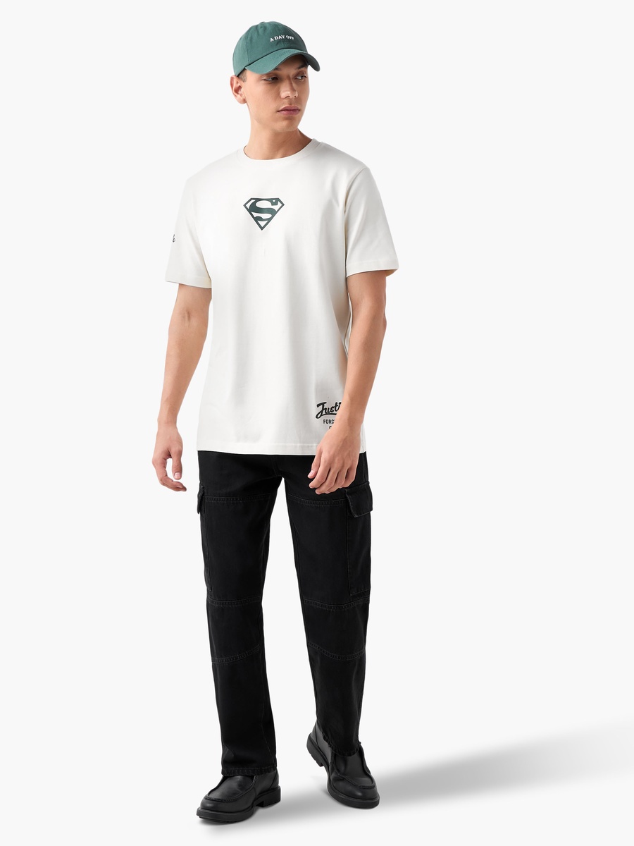 Superman Print T-Shirt with Crew Neck