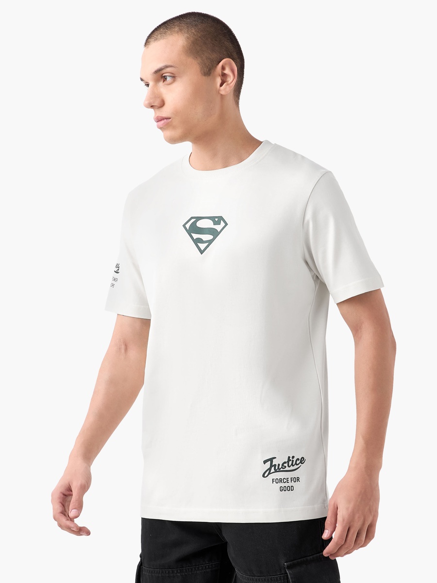 Superman Print T-Shirt with Crew Neck