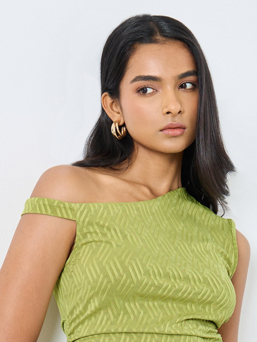 Asymmetric Neck One Shoulder Knit Top