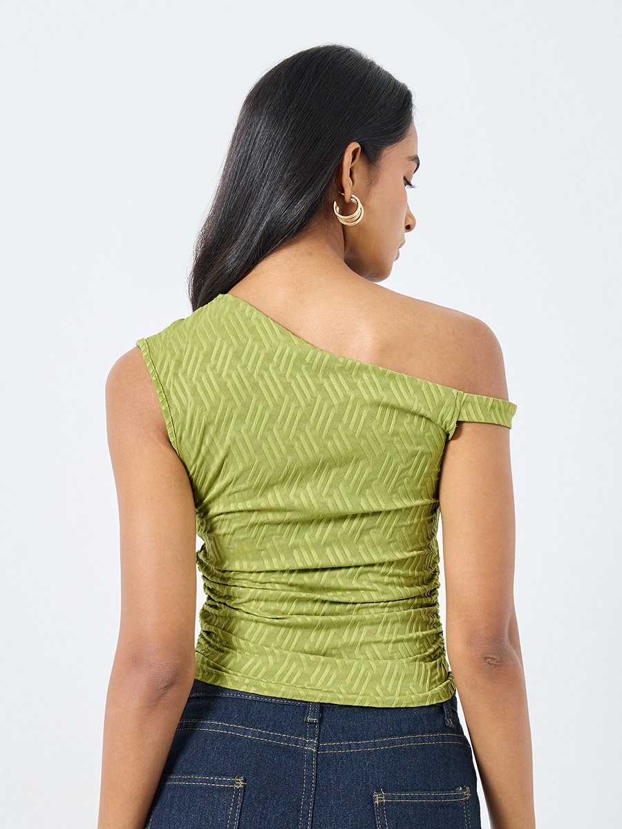 Asymmetric Neck One Shoulder Knit Top