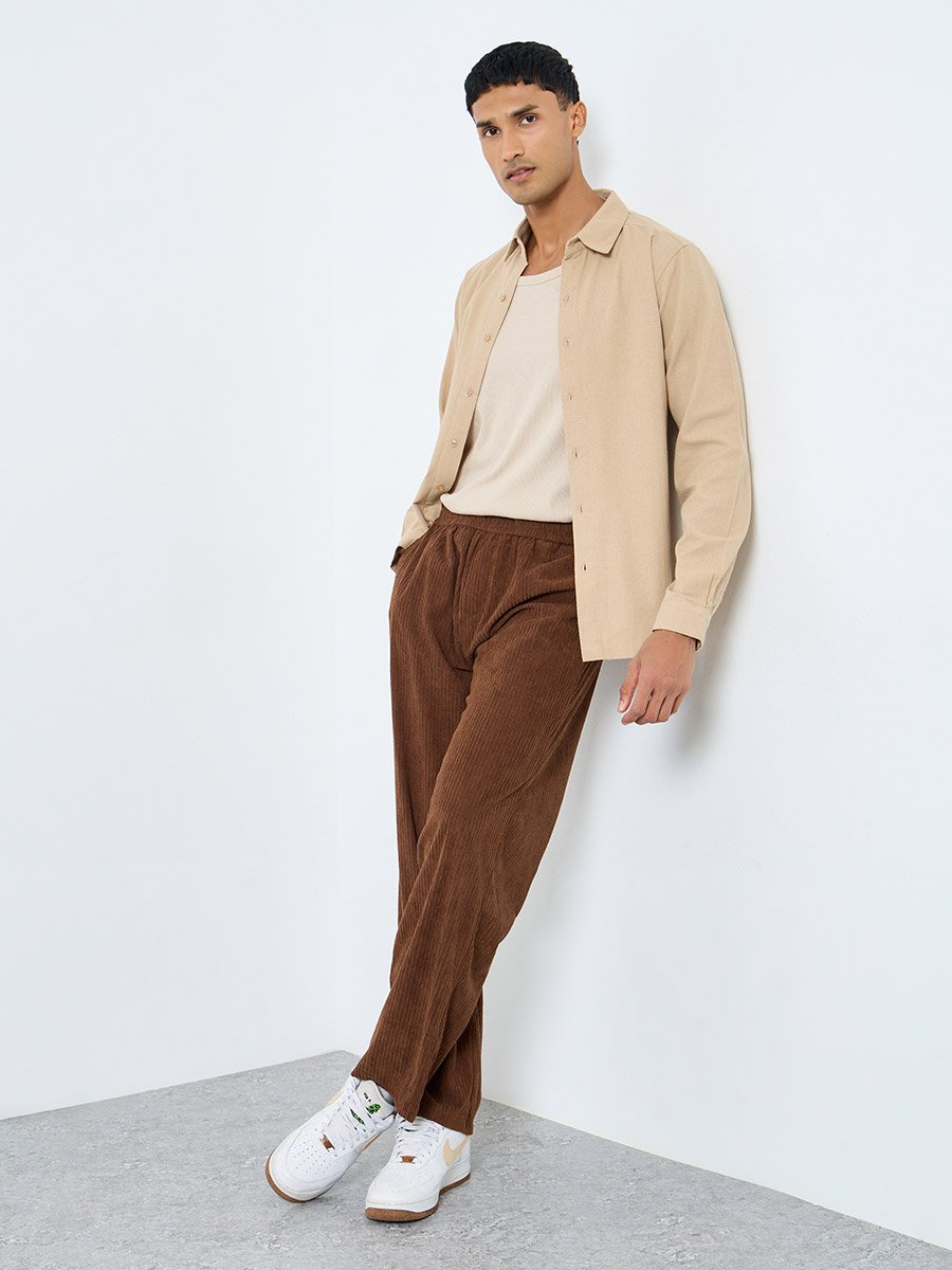 Men Straight Fit Corduroy Pants