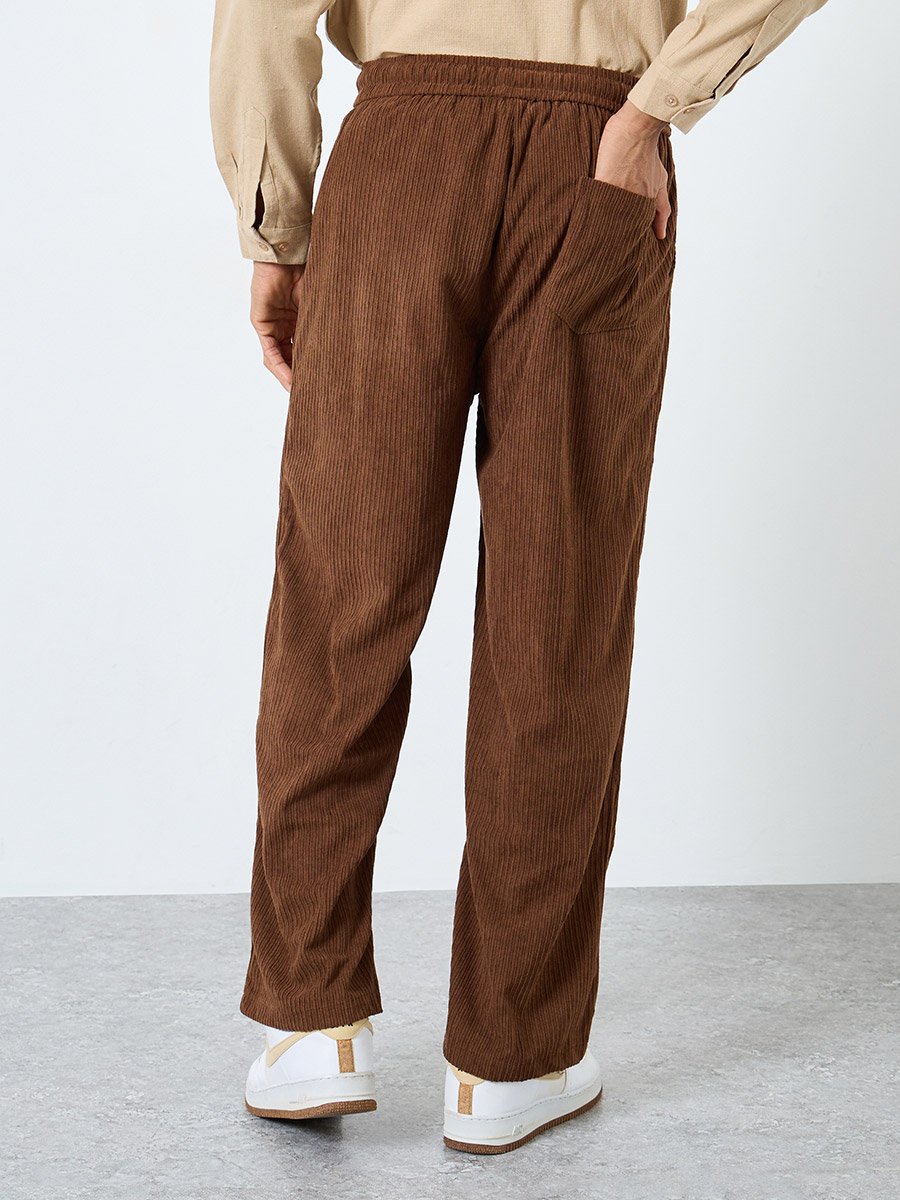 Men Straight Fit Corduroy Pants