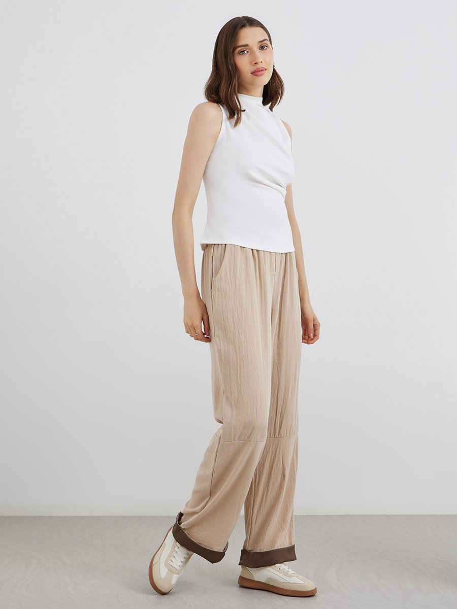 Contrast Hem Panel Pants