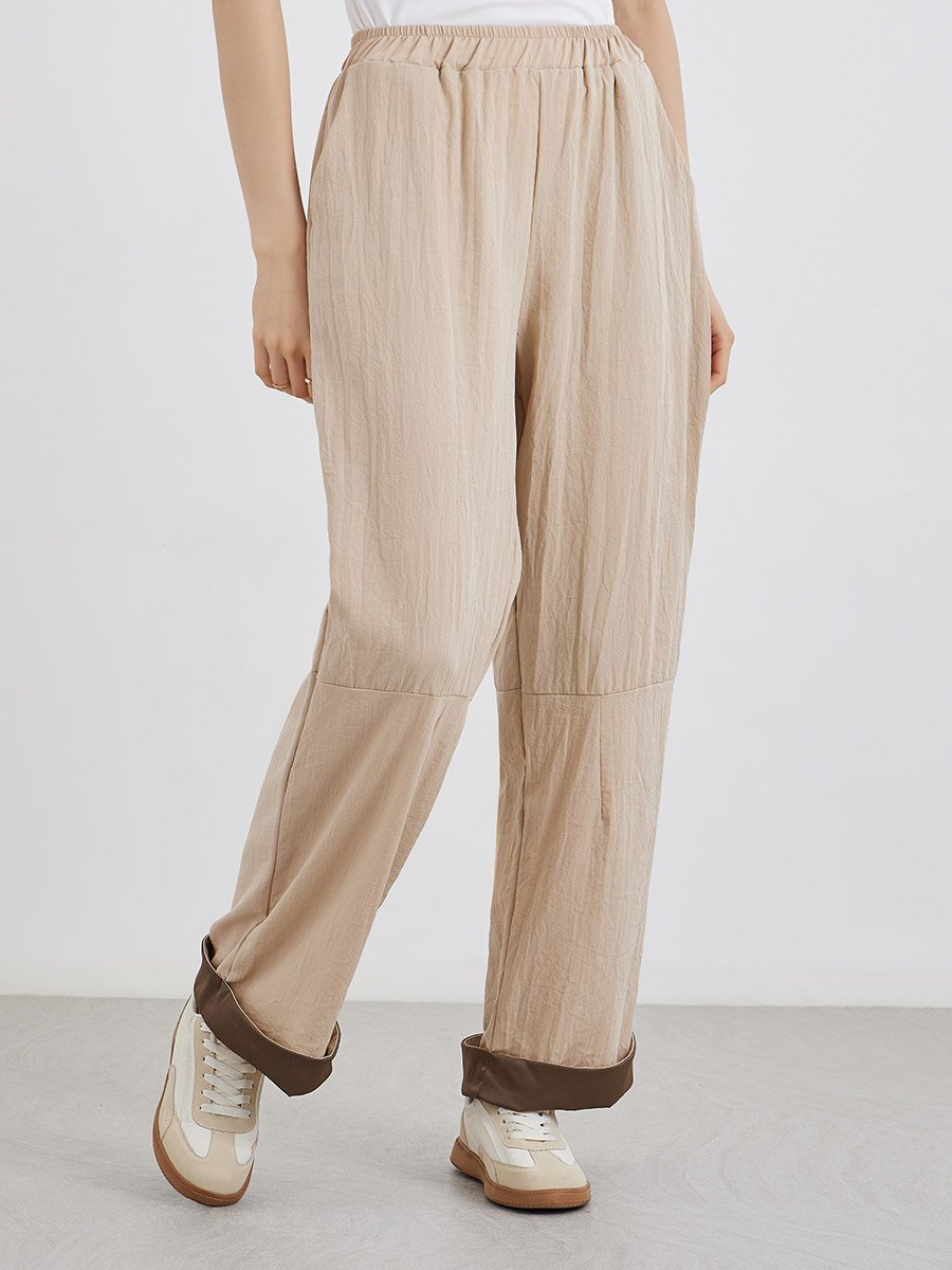 Contrast Hem Panel Pants