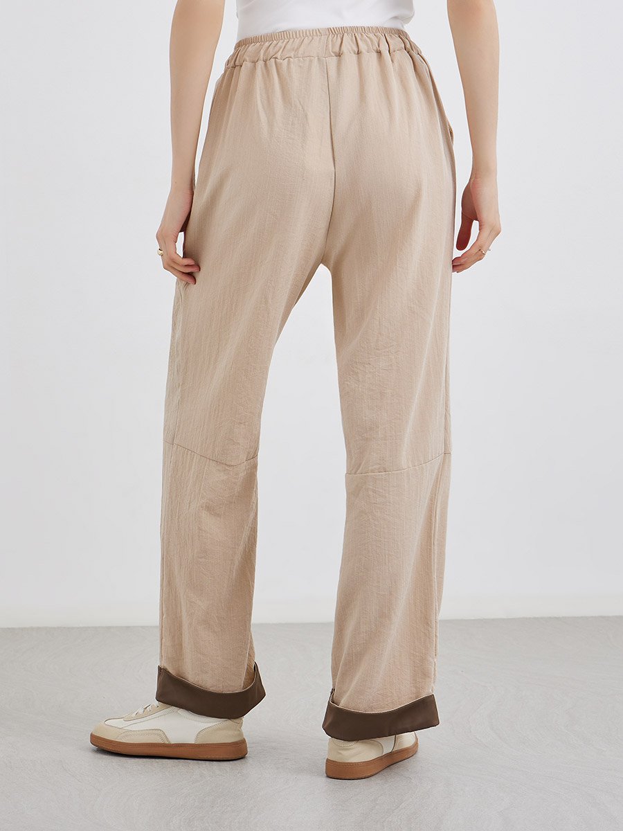 Contrast Hem Panel Pants