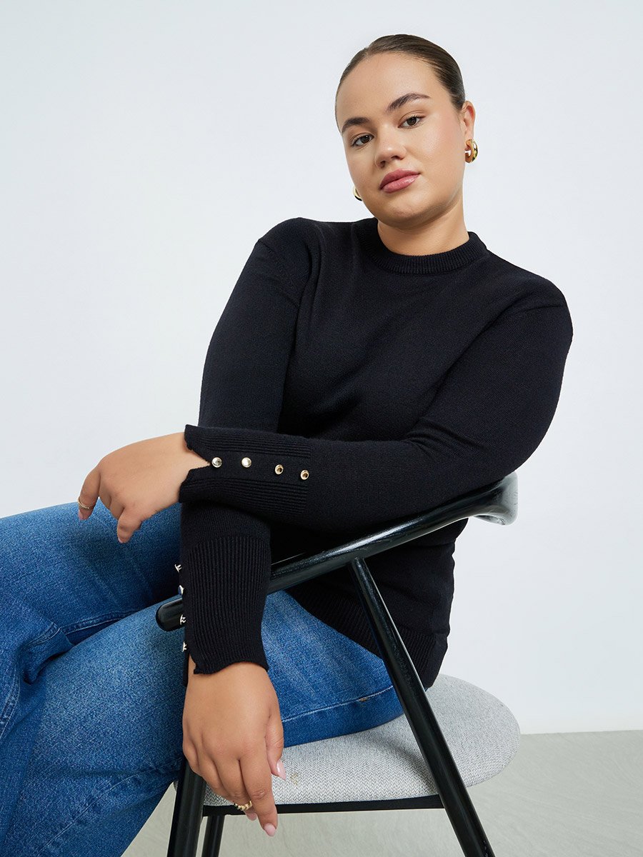 Plus Size Slim Fit Knit Sweater