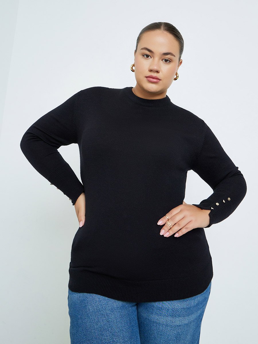 Plus Size Slim Fit Knit Sweater
