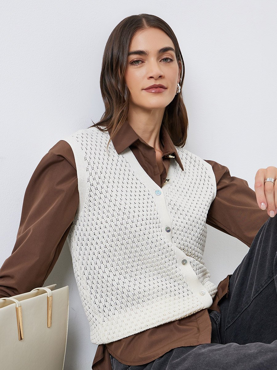 White Sleeveless Knit Top