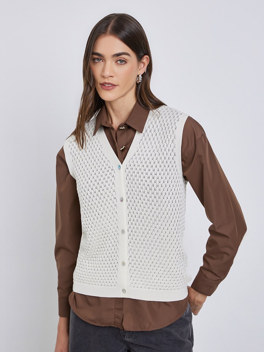 White Sleeveless Knit Top