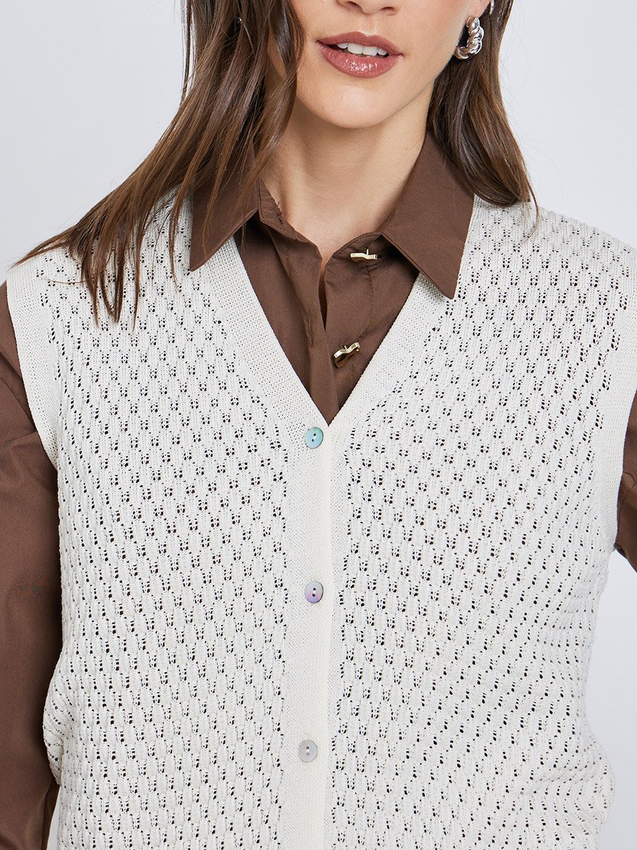 White Sleeveless Knit Top