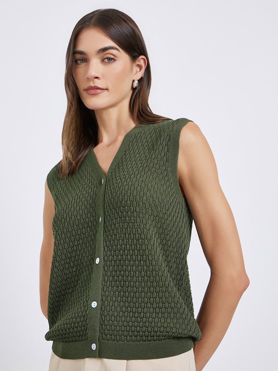 Green Sleeveless Knit Top