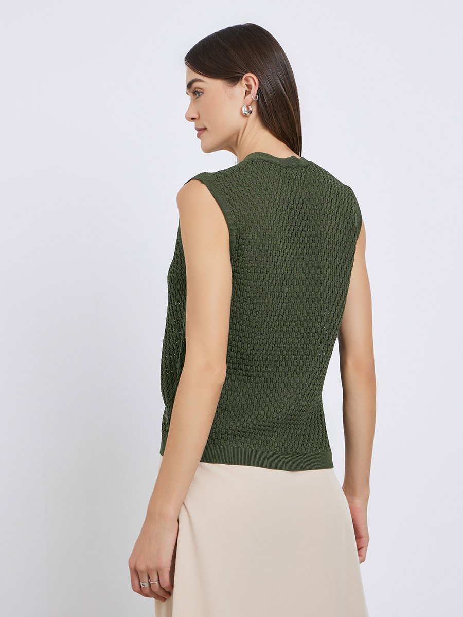 Green Sleeveless Knit Top