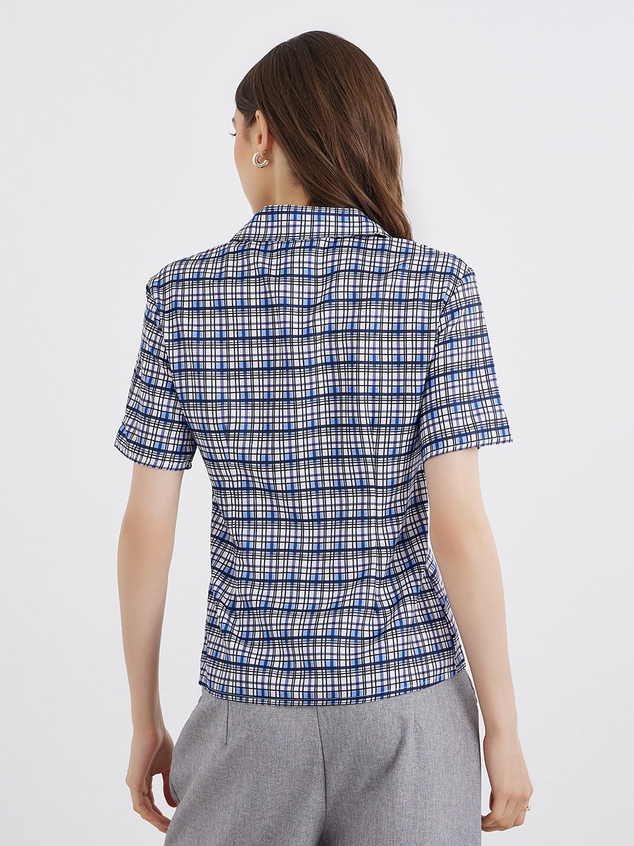 Women Plaid Short Sleeve Regular Fit Shirt