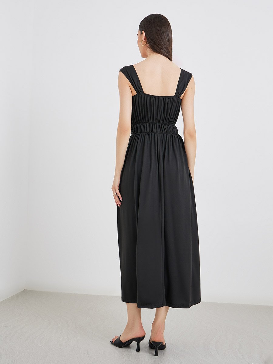 chinese dress ladies Charmed Black A-Line Midi Dress M main image 0